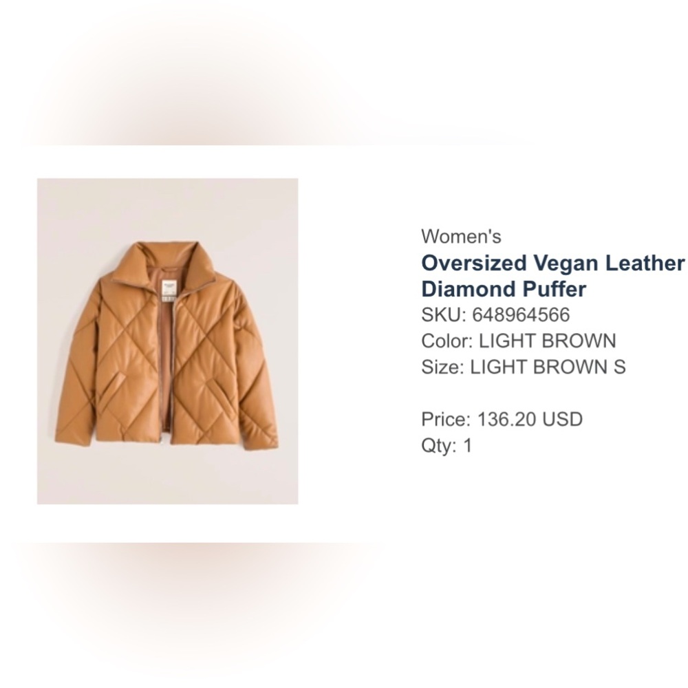 Abercrombie Vegan Leather Puffer